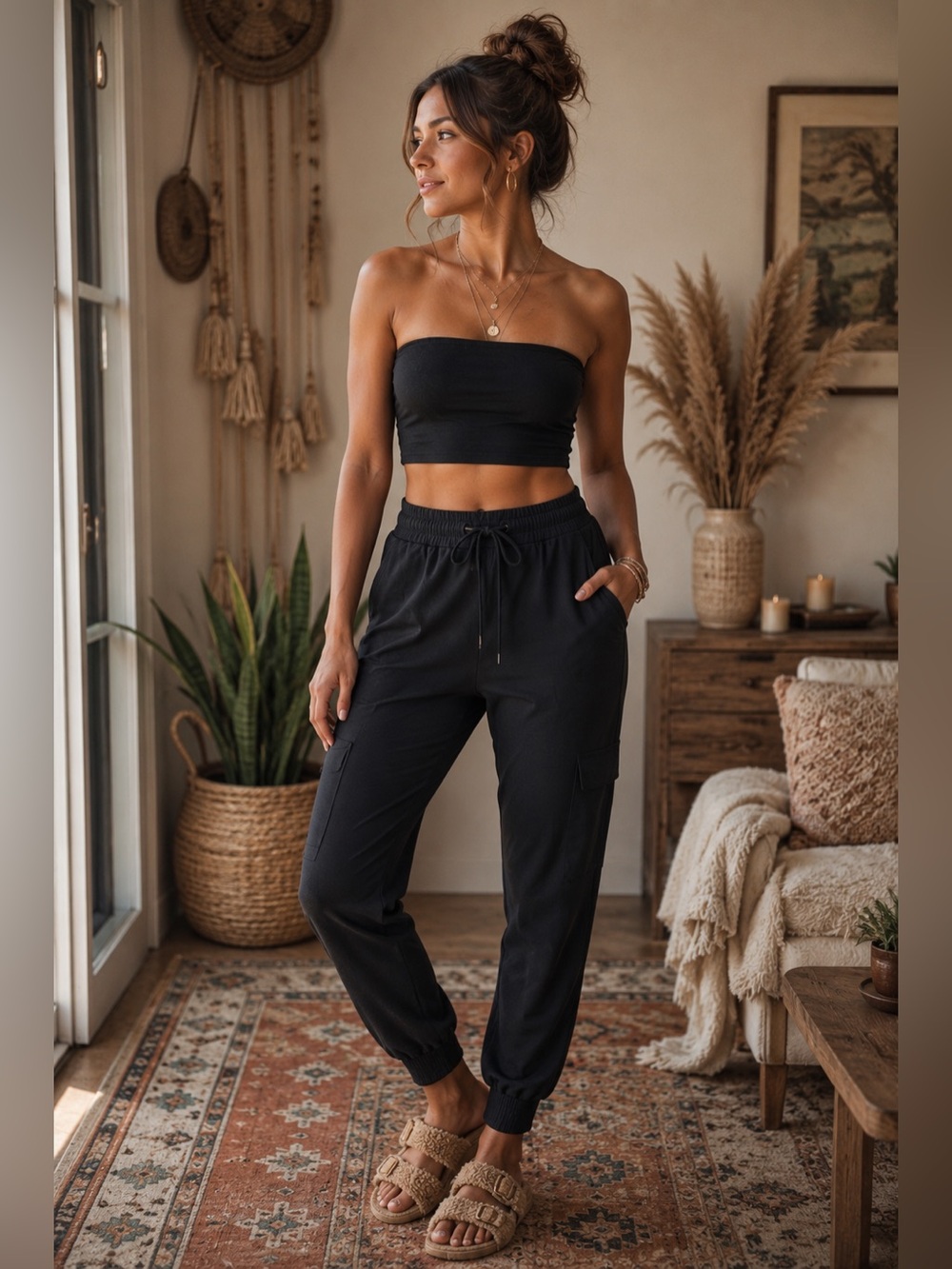 Cuddl Duds Black Stretch Scrub Joggers